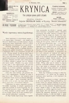 Krynica : pismo poświęcone sprawom polskich zdrojowisk. 1885, nr 17