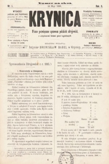 Krynica : pismo poświęcone sprawom polskich zdrojowisk. 1886, nr 1