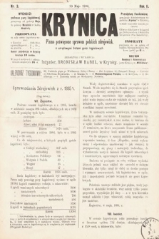 Krynica : pismo poświęcone sprawom polskich zdrojowisk. 1886, nr 3