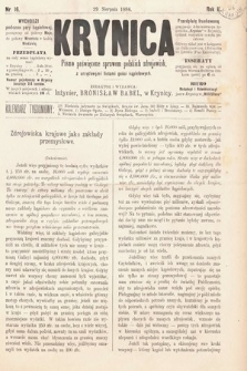 Krynica : pismo poświęcone sprawom polskich zdrojowisk. 1886, nr 16