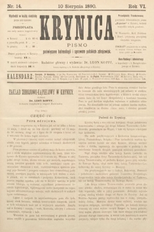 Krynica : pismo poświęcone sprawom polskich zdrojowisk. 1890, nr 14