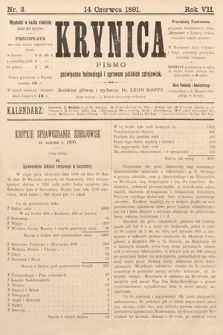Krynica : pismo poświęcone sprawom polskich zdrojowisk. 1891, nr 3