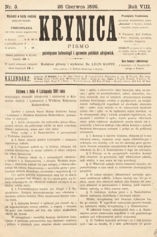 Krynica : pismo poświęcone sprawom polskich zdrojowisk. 1892, nr 3