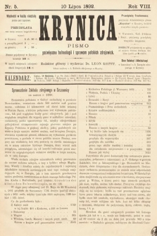 Krynica : pismo poświęcone sprawom polskich zdrojowisk. 1892, nr 5