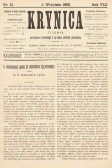 Krynica : pismo poświęcone sprawom polskich zdrojowisk. 1892, nr 13