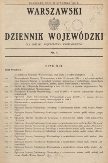 Warszawski Dziennik Wojewódzki : dla obszaru Województwa Warszawskiego. 1929, nr 1