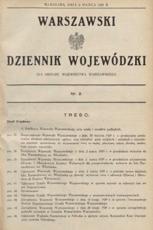 Warszawski Dziennik Wojewódzki : dla obszaru Województwa Warszawskiego. 1929, nr 2