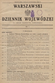 Warszawski Dziennik Wojewódzki : dla obszaru Województwa Warszawskiego. 1930, nr 1