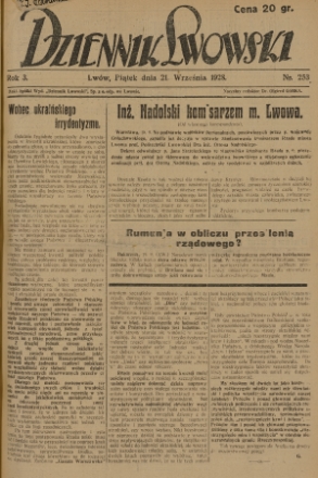 Dziennik Lwowski. R. 3, 1928, nr 253 - Jagiellońska Biblioteka Cyfrowa